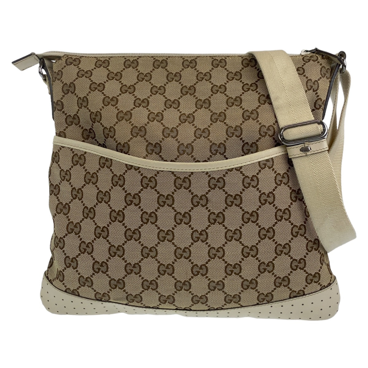 GUCCI Shoulder Bag 145857 GG canvas Beige SilverMetal Crossbody Shoulder Bag Messenger Bag GG pattern Women Used