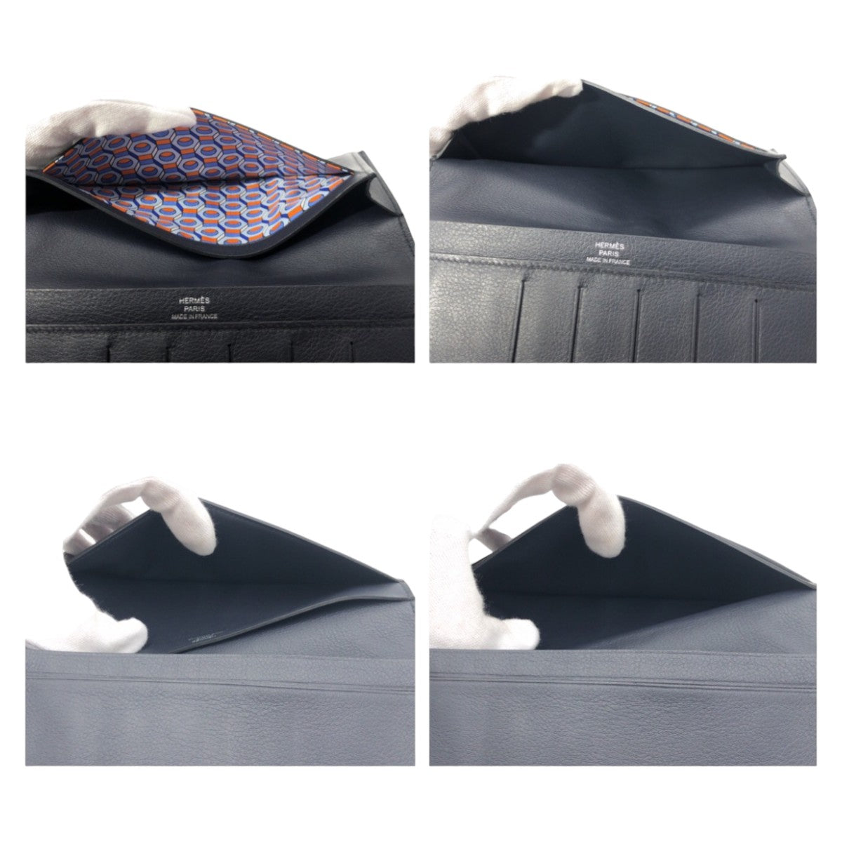 HERMES Bill Compartment leather Black black Bill Compartment Bifold Wallet Citizen twill mens Used