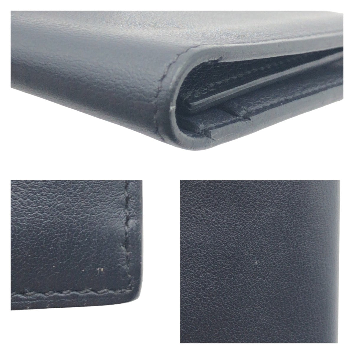 HERMES Bill Compartment leather Black black Bill Compartment Bifold Wallet Citizen twill mens Used