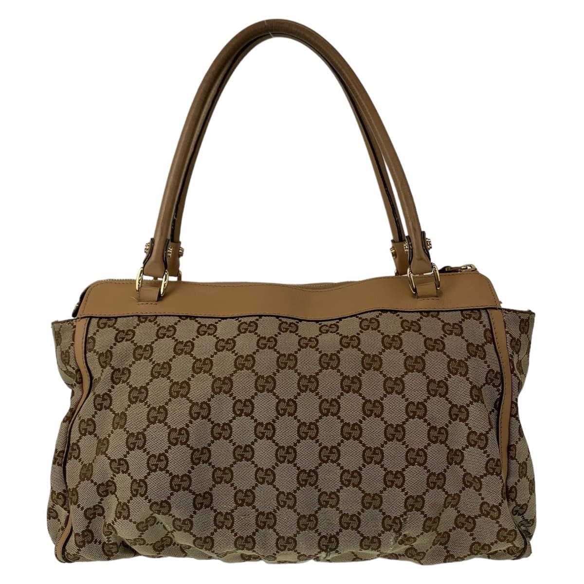 GUCCI Tote Bag 189831 GG canvas, leather Beige Brown Gold Metal Tote Bag Shoulder Bag Handbag Abbey Women Used