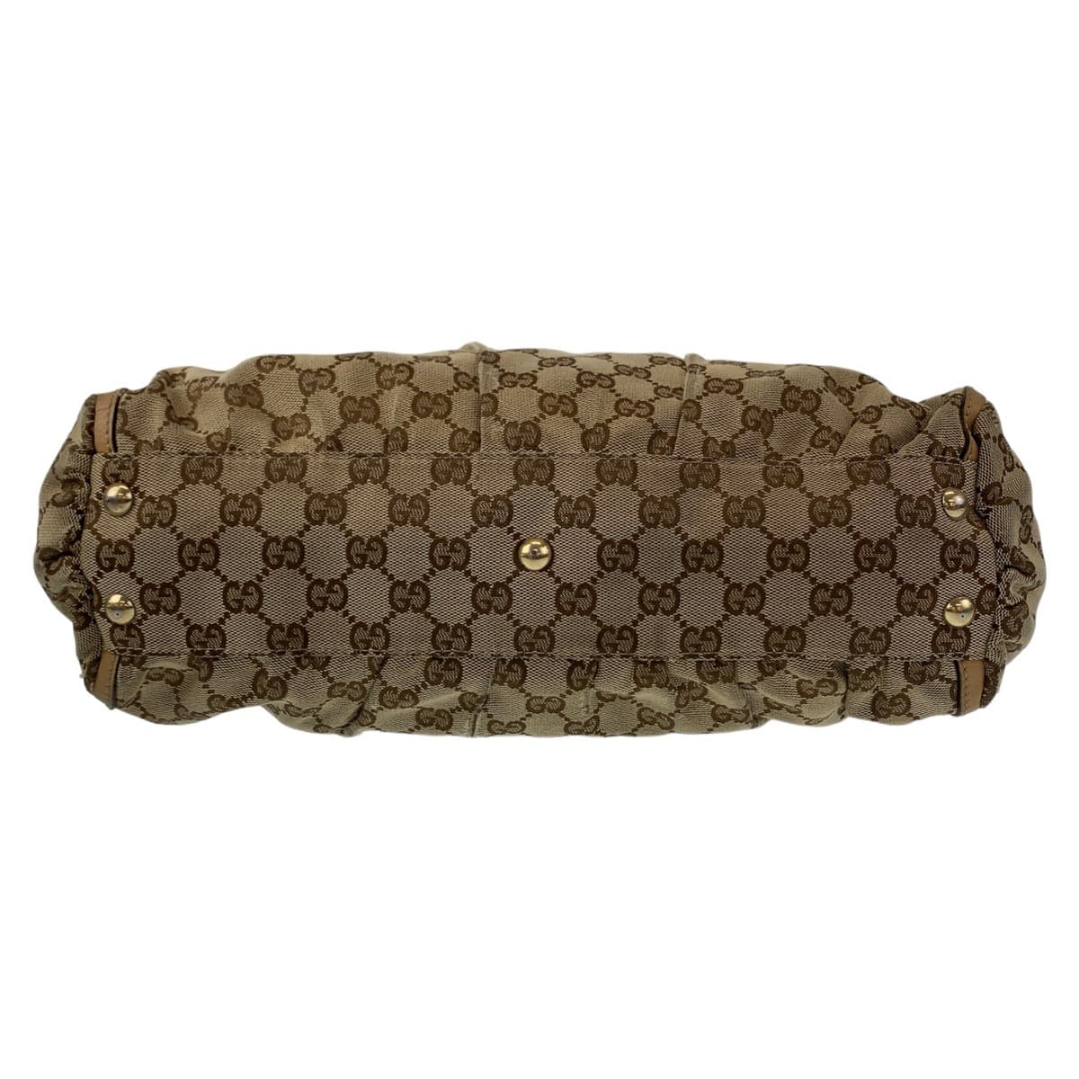 GUCCI Tote Bag 189831 GG canvas, leather Beige Brown Gold Metal Tote Bag Shoulder Bag Handbag Abbey Women Used