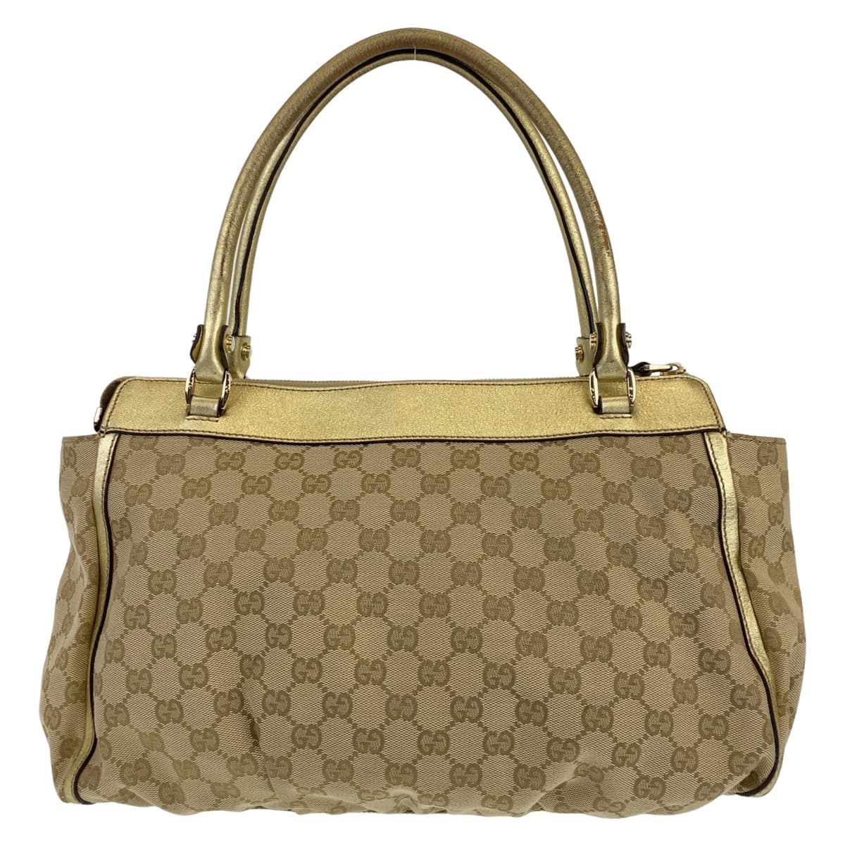 GUCCI Tote Bag 189831 GG canvas Beige Gold Metal Tote Bag Shoulder Bag Abbey Women Used