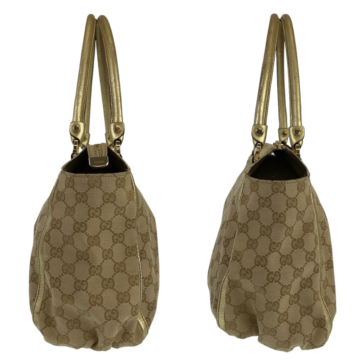 GUCCI Tote Bag 189831 GG canvas Beige Gold Metal Tote Bag Shoulder Bag Abbey Women Used