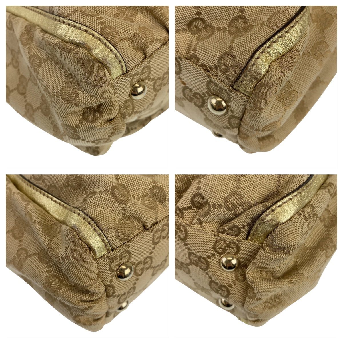 GUCCI Tote Bag 189831 GG canvas Beige Gold Metal Tote Bag Shoulder Bag Abbey Women Used