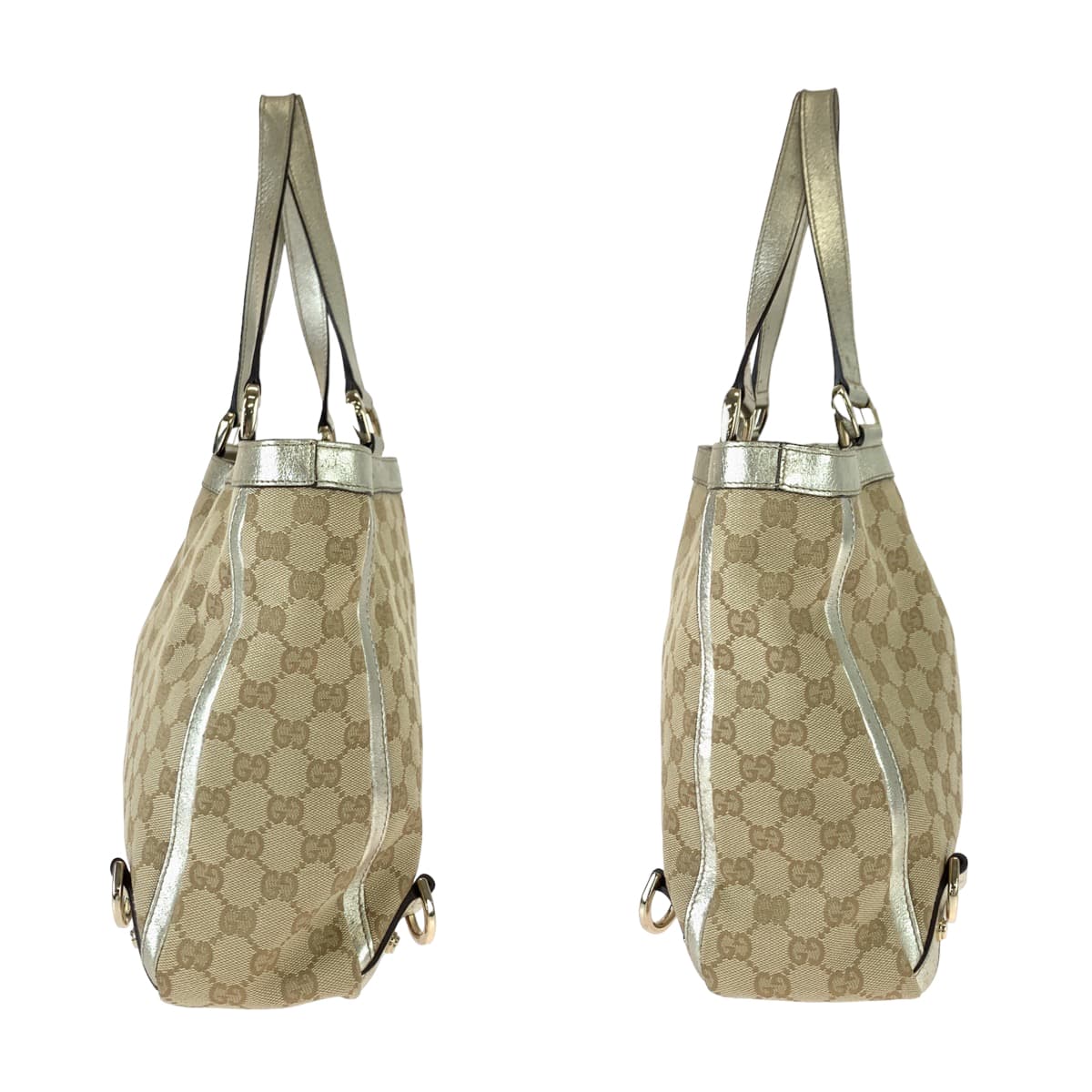 GUCCI Tote Bag 170004 GG canvas, leather beige gold gold Tote Bag Handbag Shoulder Bag Abbey Women Used