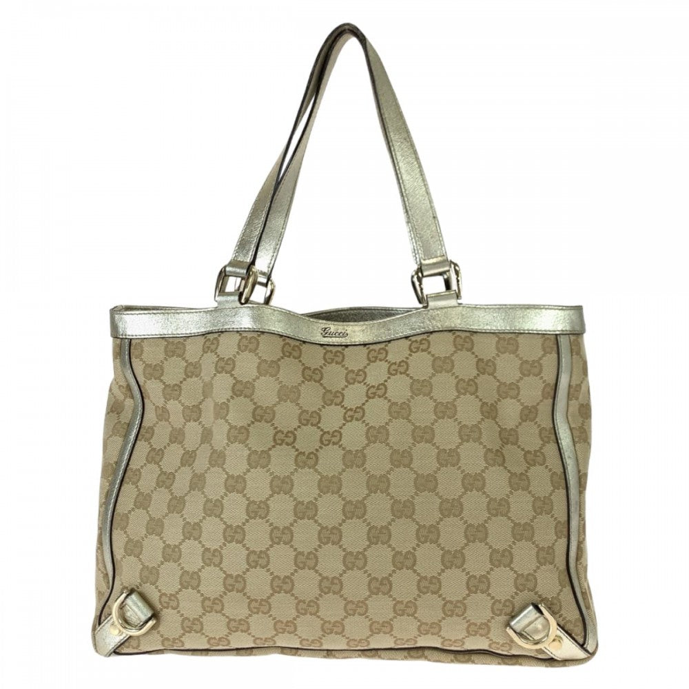GUCCI Tote Bag 170004 GG canvas, leather beige gold gold Tote Bag Handbag Shoulder Bag Abbey Women Used