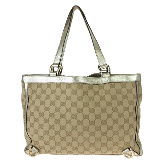 GUCCI Tote Bag 170004 GG canvas, leather beige gold gold Tote Bag Handbag Shoulder Bag Abbey Women Used