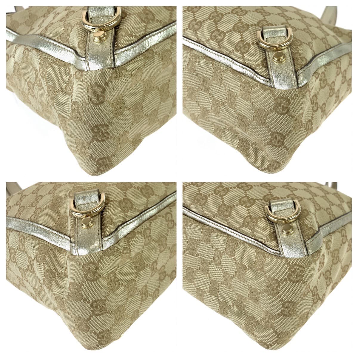 GUCCI Tote Bag 170004 GG canvas, leather beige gold gold Tote Bag Handbag Shoulder Bag Abbey Women Used