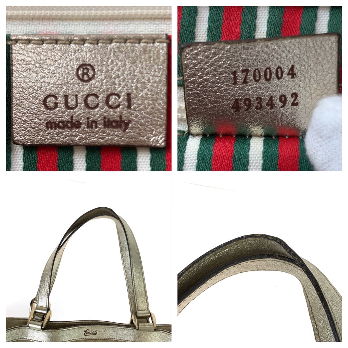 GUCCI Tote Bag 170004 GG canvas, leather beige gold gold Tote Bag Handbag Shoulder Bag Abbey Women Used