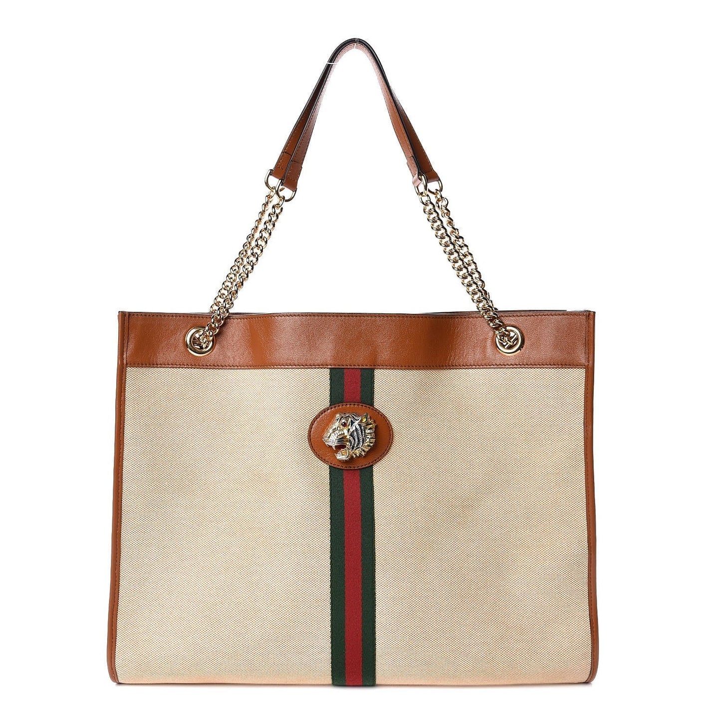Gucci Rajah Large Canvas Tote Bag in Beige
