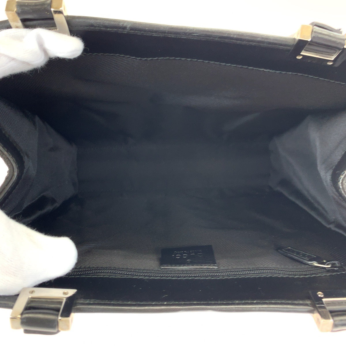 GUCCI Tote Bag 002 1065 GG canvas Black SilverMetal Tote Bag handbag Jackie Women Used