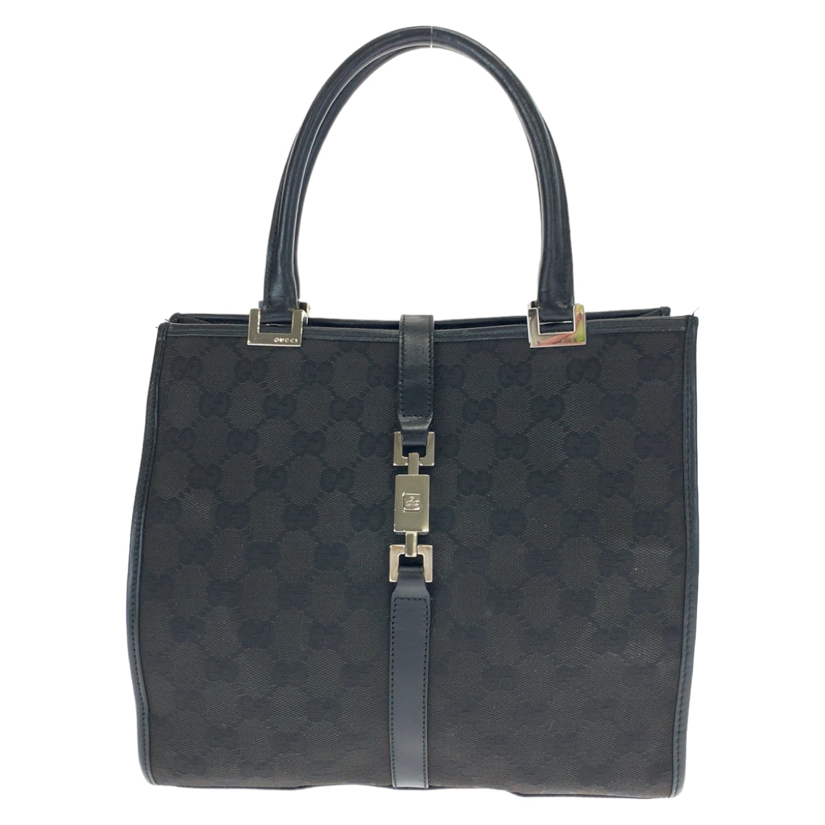 GUCCI Tote Bag 002 1065 GG canvas Black SilverMetal Tote Bag handbag Jackie Women Used