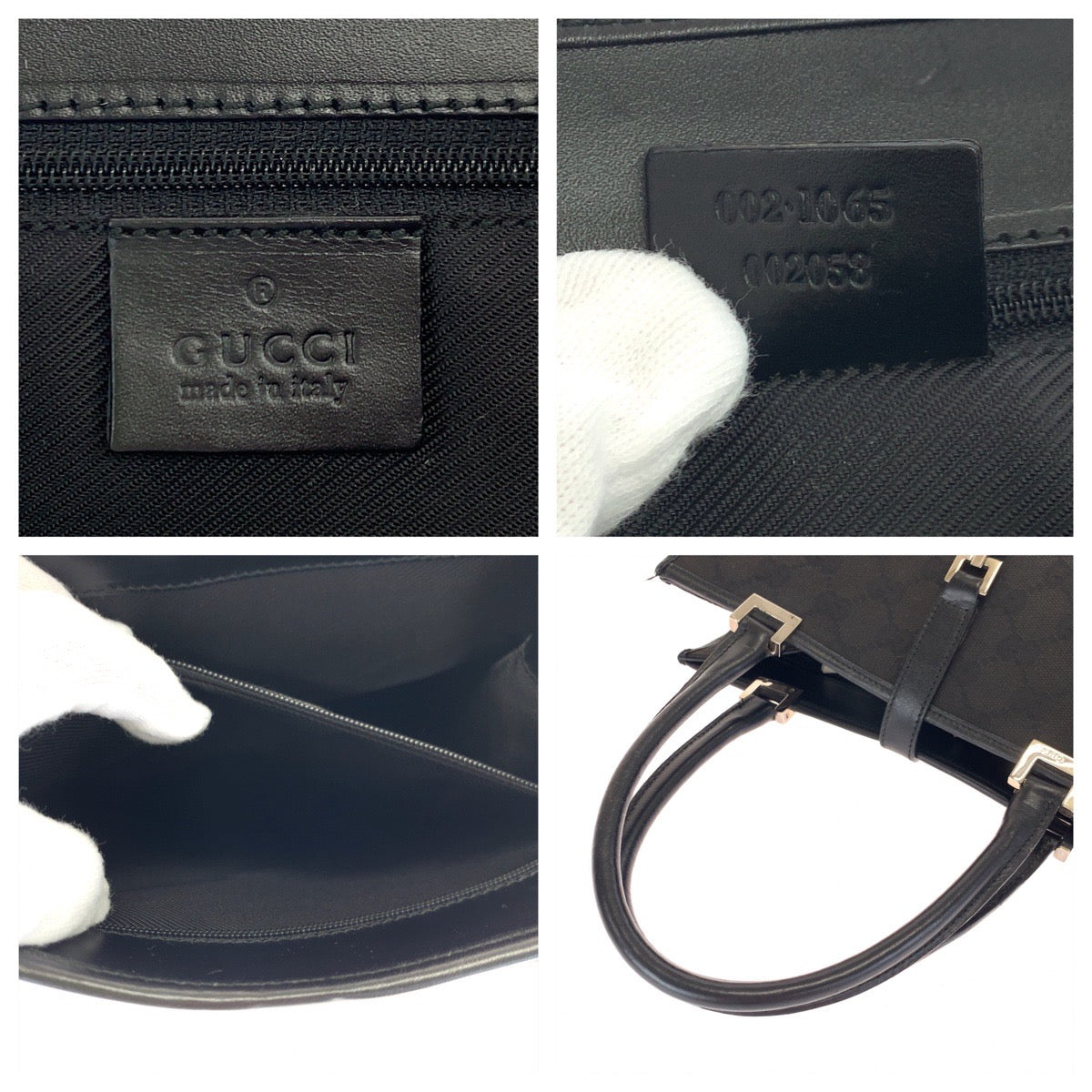 GUCCI Tote Bag 002 1065 GG canvas Black SilverMetal Tote Bag handbag Jackie Women Used