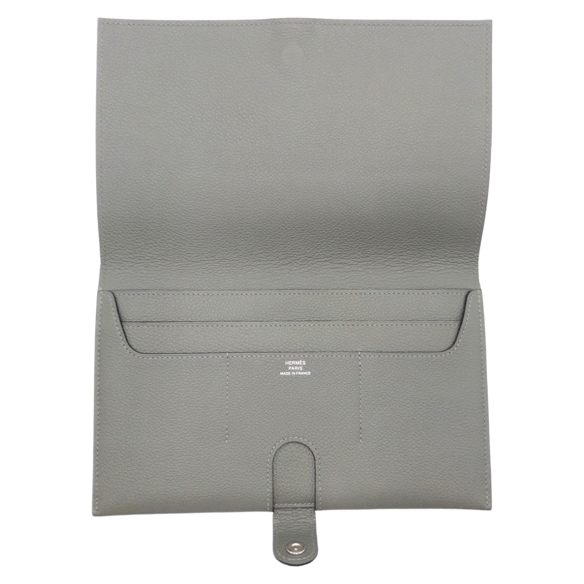 HERMES Long Wallet Purse leather Grey SilverMetal Long Wallet Purse RMS Tutankhamun Women Used