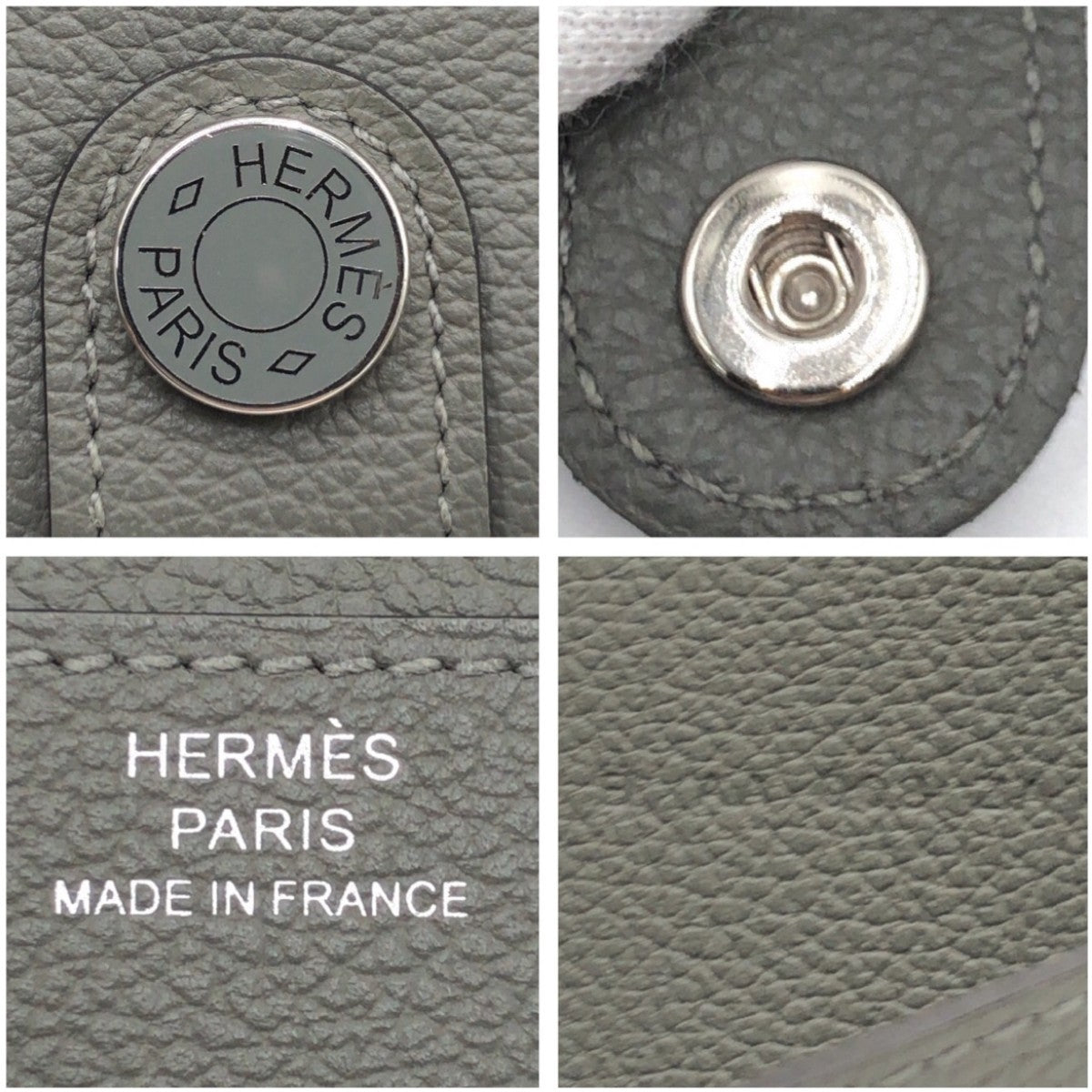 HERMES Long Wallet Purse leather Grey SilverMetal Long Wallet Purse RMS Tutankhamun Women Used
