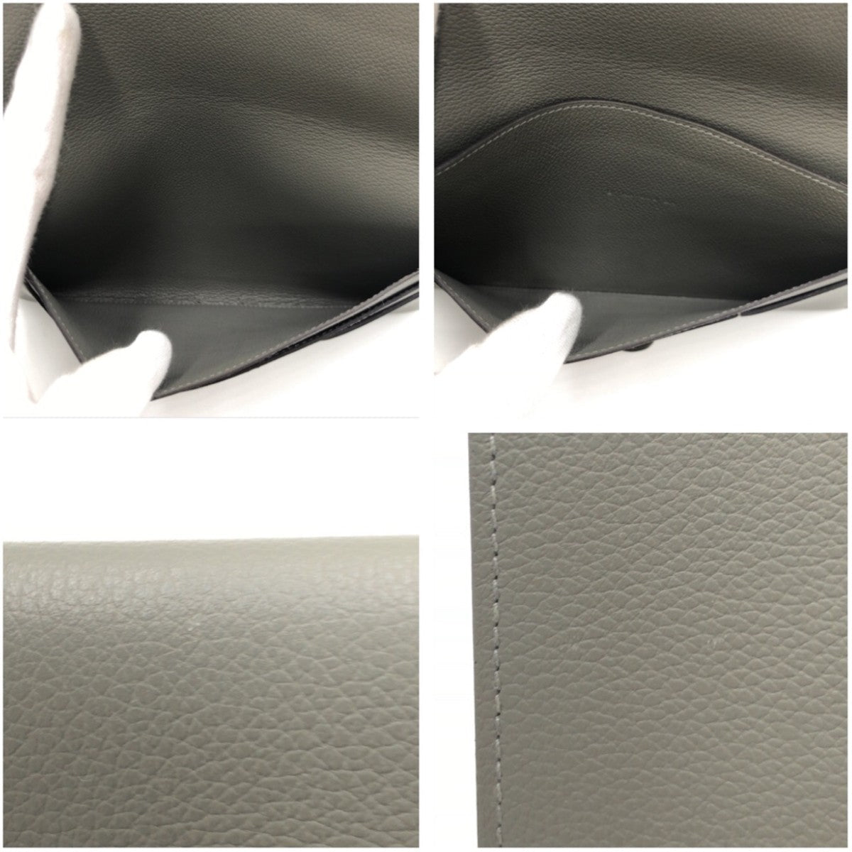 HERMES Long Wallet Purse leather Grey SilverMetal Long Wallet Purse RMS Tutankhamun Women Used