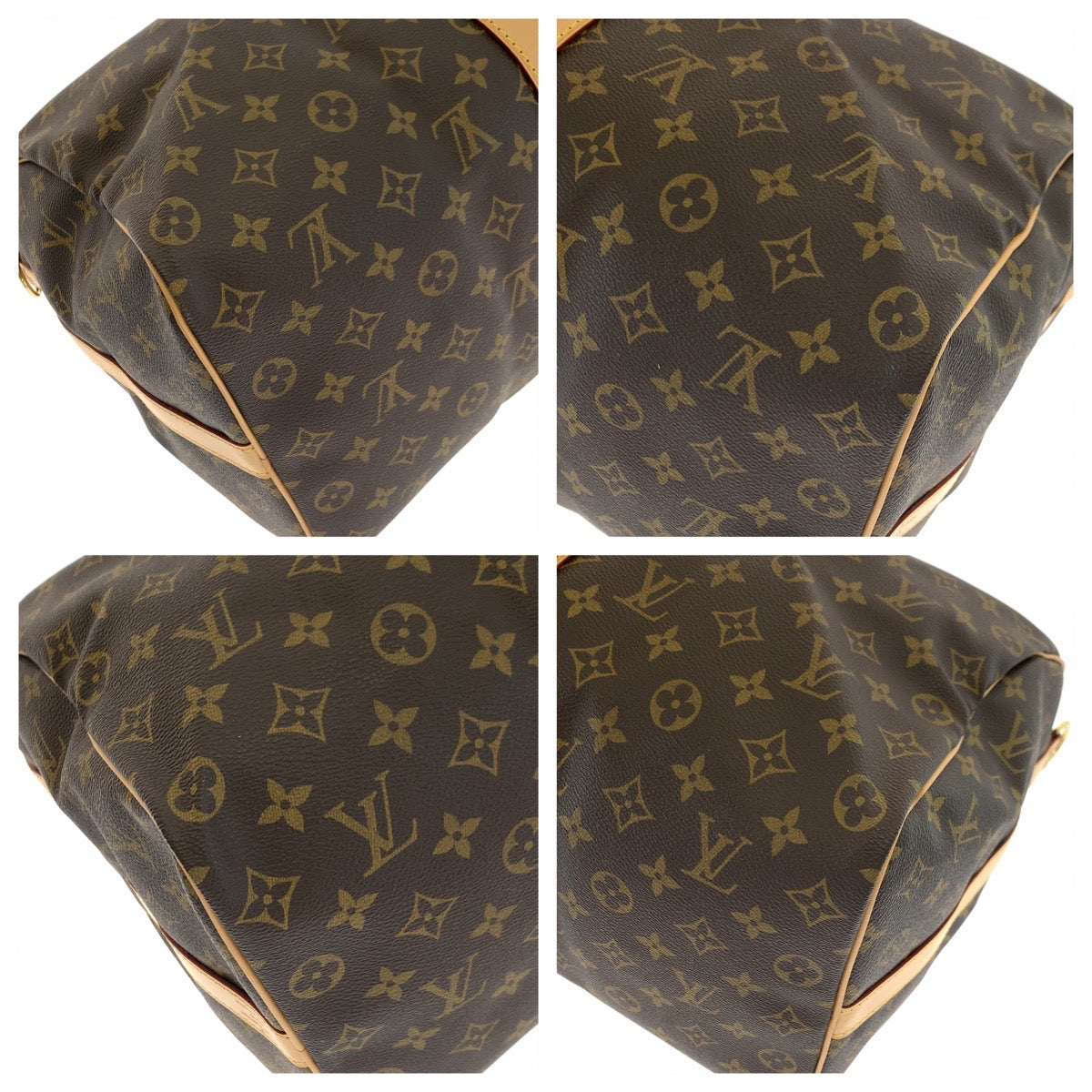 LOUIS VUITTON Boston Duffel bag M41416 PVC Brown Beige Gold Metal Monogram Keepall bandouliere50