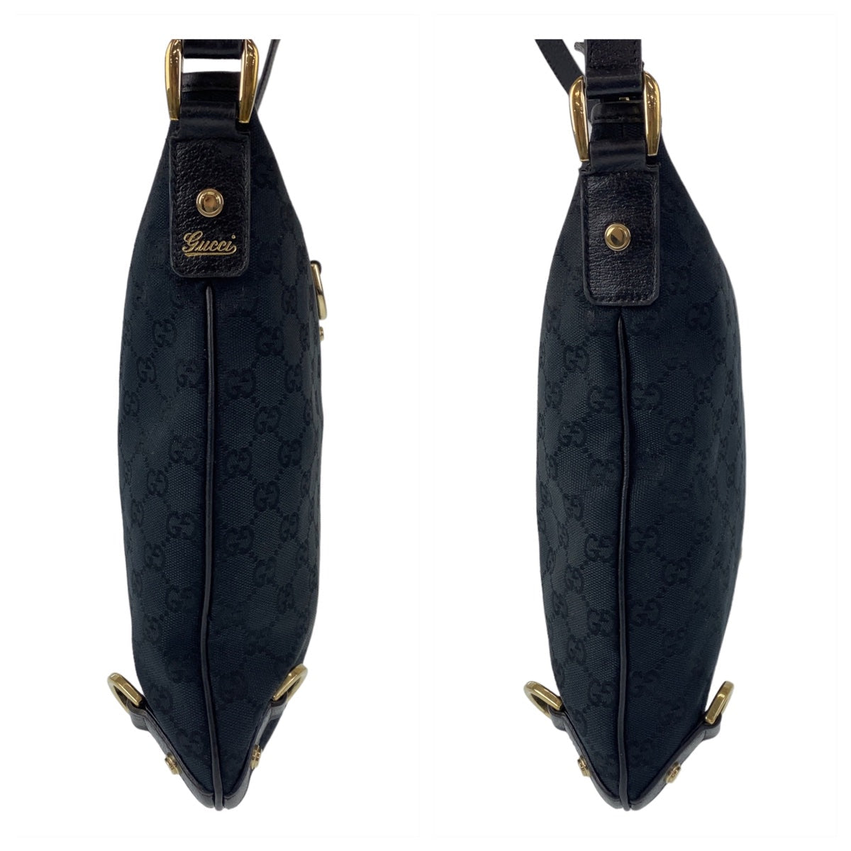 GUCCI Shoulder Bag 131326 GG canvas, leather Black GoldMetal Crossbody Shoulder Bag Messenger Bag Abbey Women Used