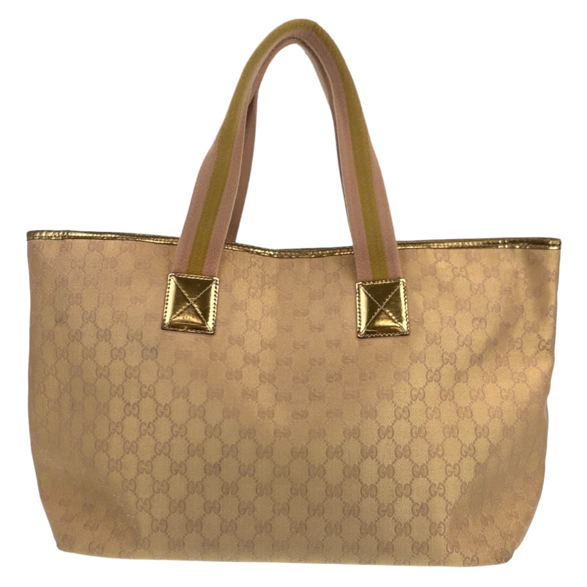 GUCCI Tote Bag 267474 001013 GG canvas Beige gold Tote Bag Shoulder Bag Unisex Women Used