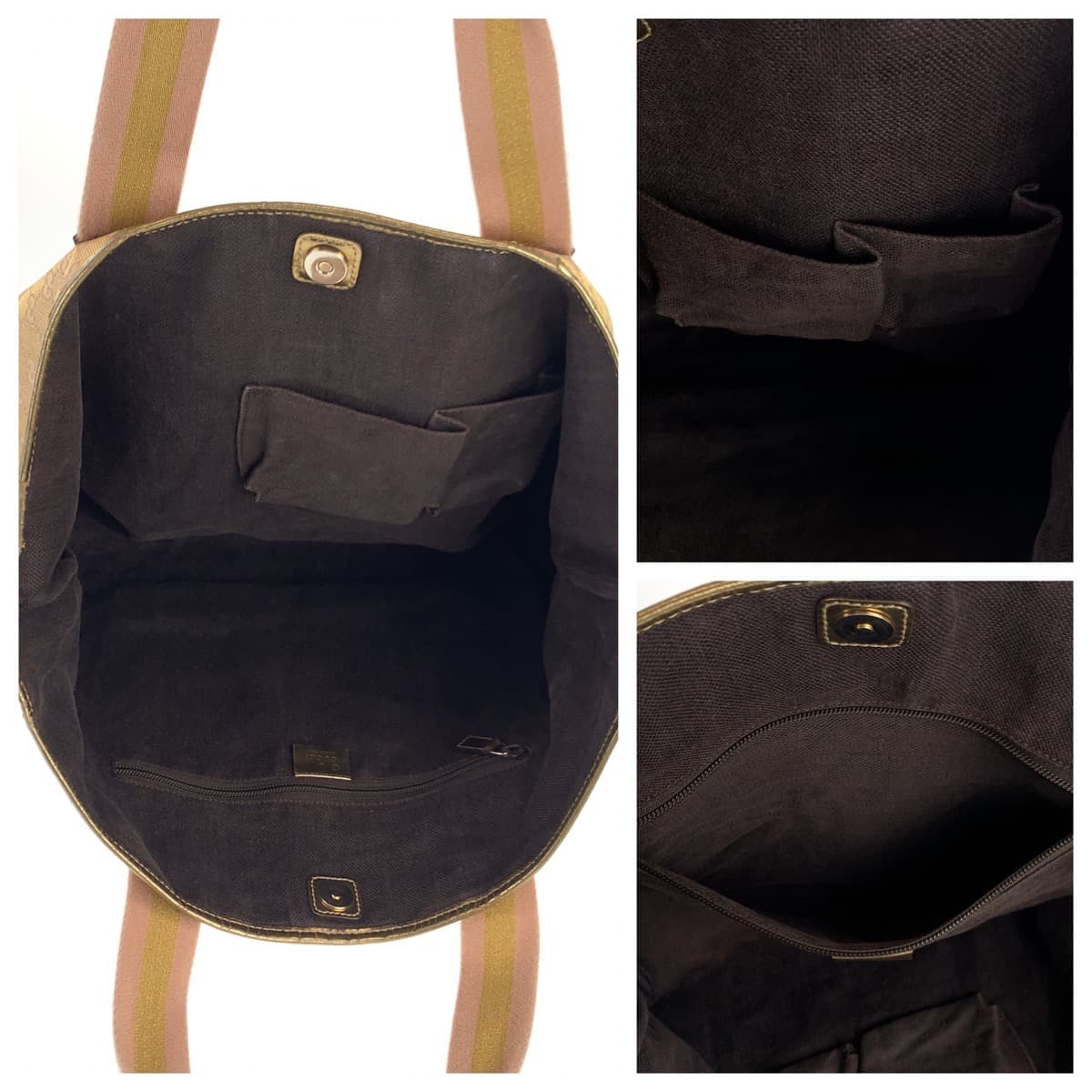 GUCCI Tote Bag 267474 001013 GG canvas Beige gold Tote Bag Shoulder Bag Unisex Women Used
