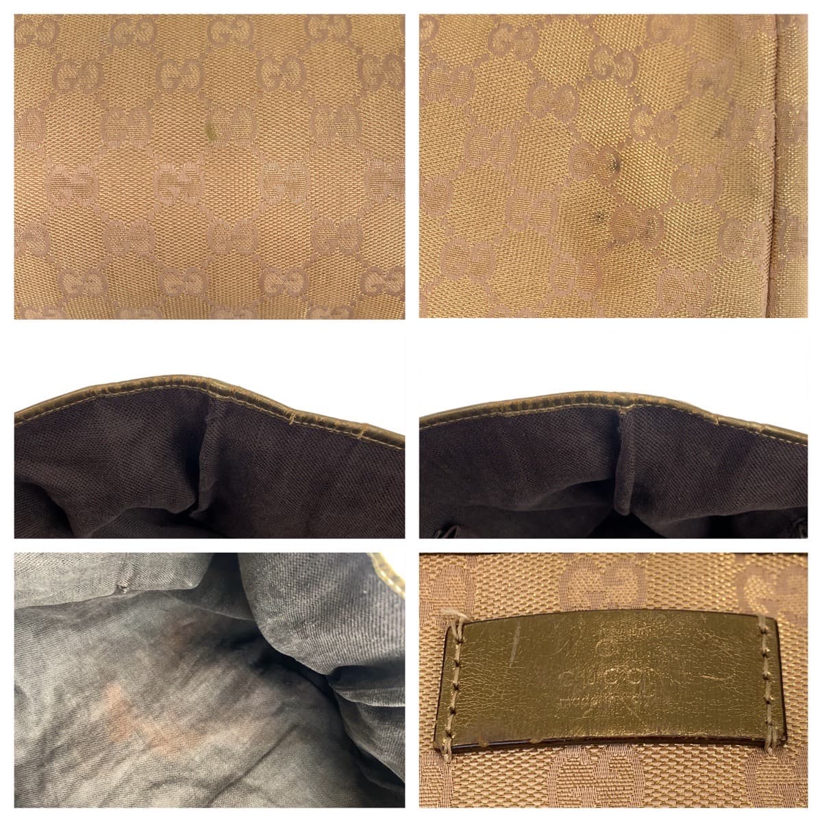 GUCCI Tote Bag 267474 001013 GG canvas Beige gold Tote Bag Shoulder Bag Unisex Women Used