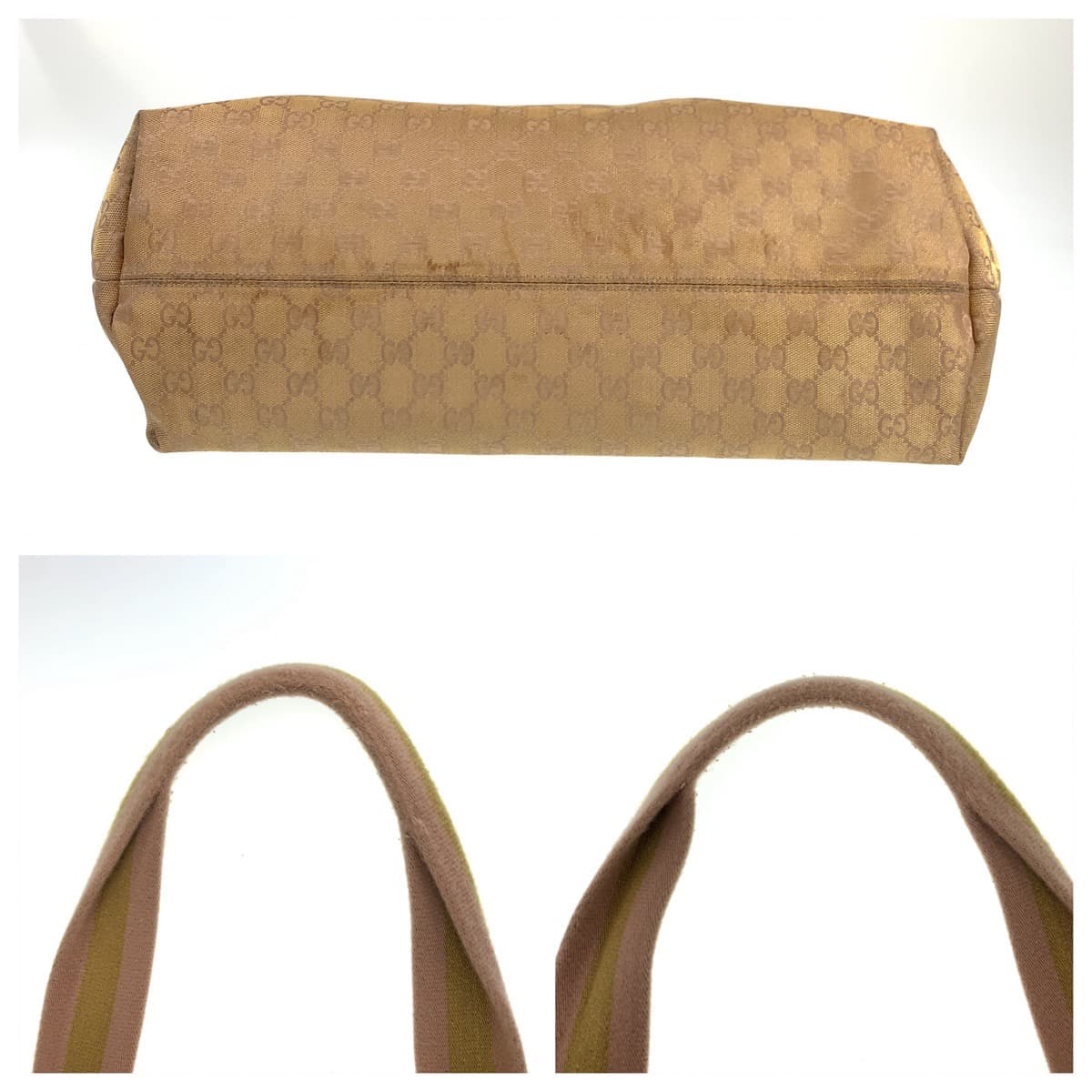 GUCCI Tote Bag 267474 001013 GG canvas Beige gold Tote Bag Shoulder Bag Unisex Women Used