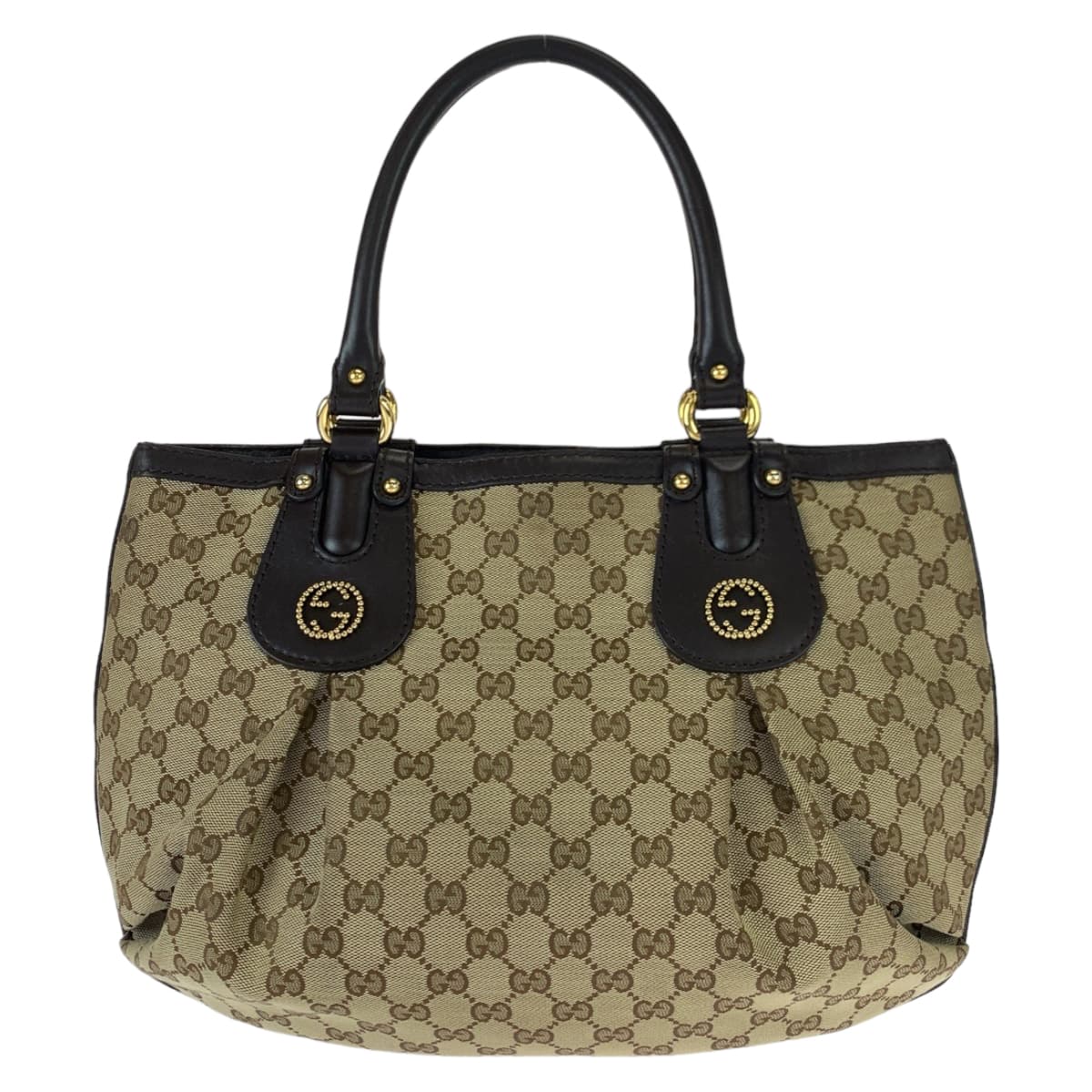 GUCCI Tote Bag 269953 GG canvas, leather Beige brown Tote Bag Shoulder Bag Women Used