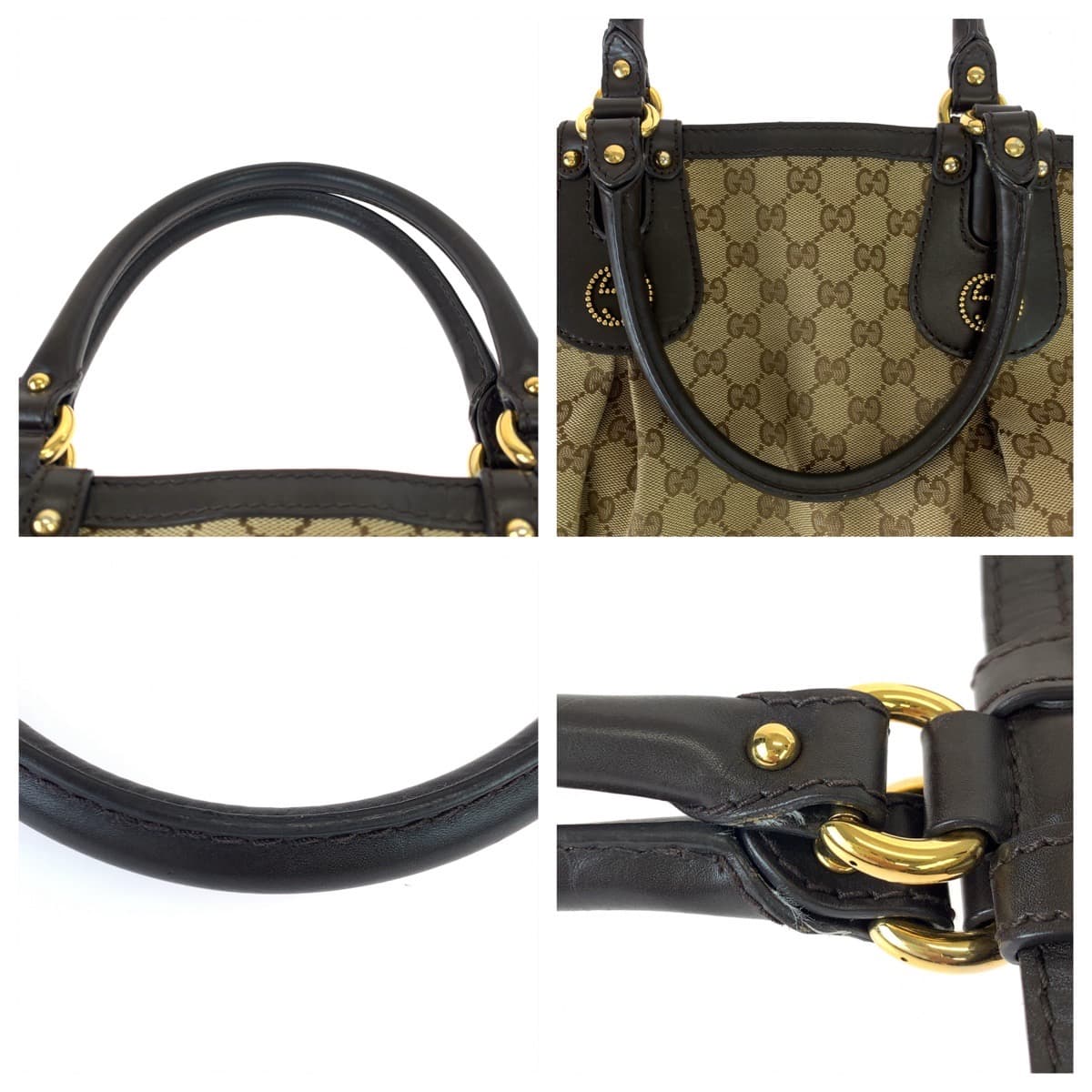 GUCCI Tote Bag 269953 GG canvas, leather Beige brown Tote Bag Shoulder Bag Women Used