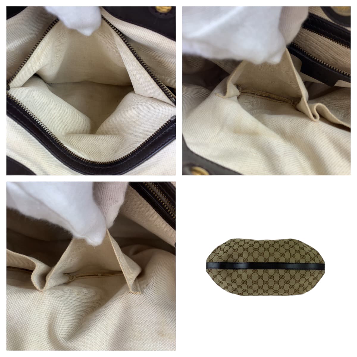 GUCCI Tote Bag 269953 GG canvas, leather Beige brown Tote Bag Shoulder Bag Women Used