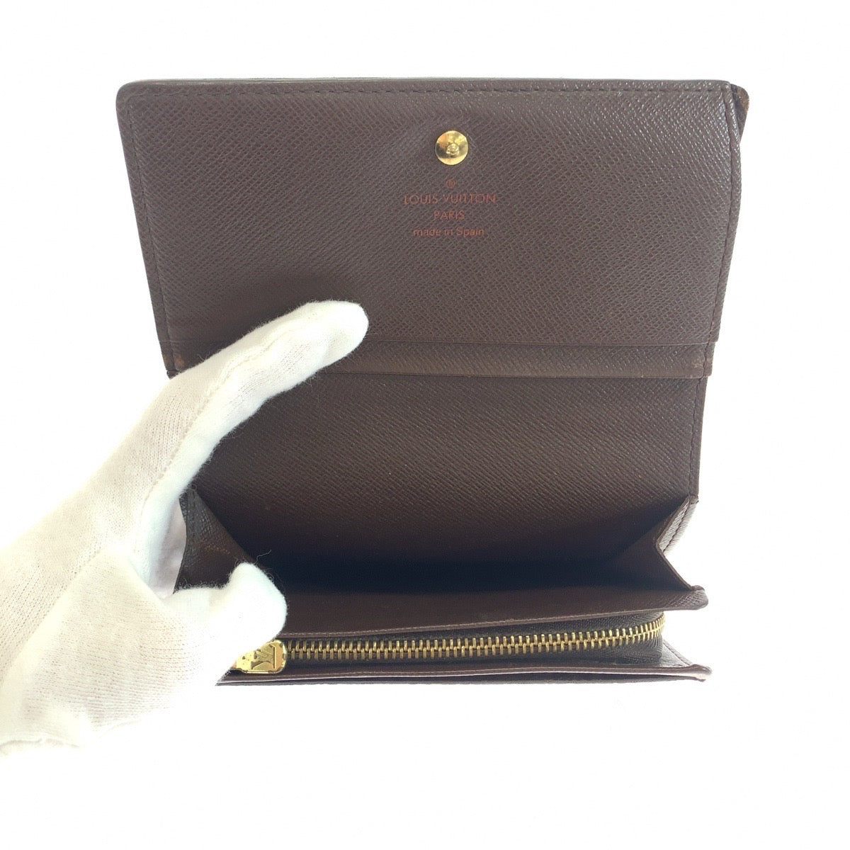 LOUIS VUITTON Bifold Wallet N61730 PVC Brown Gold Metal Folding wallet Compact wallet Damier L-Zip Portonet Bie Tresol Women Used