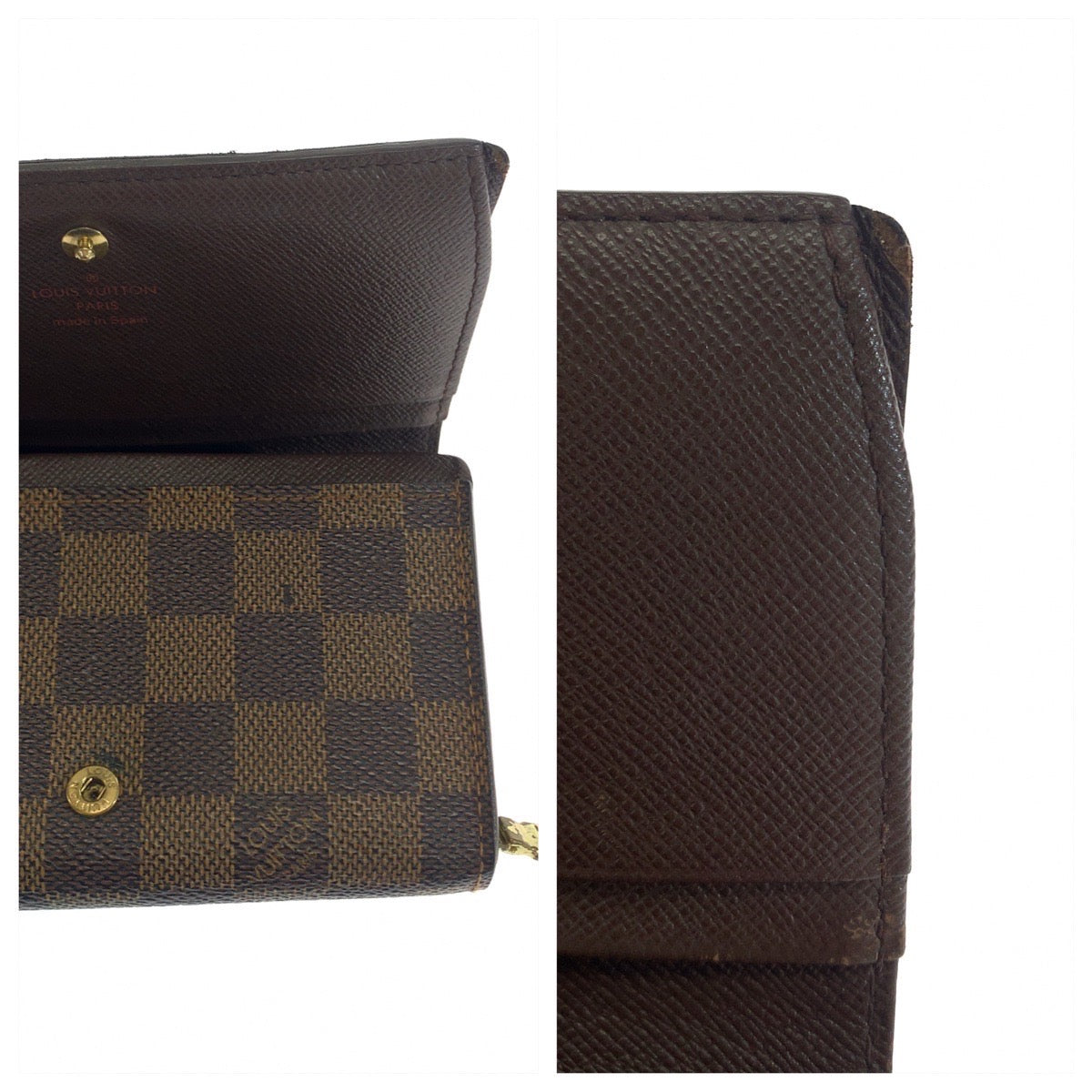 LOUIS VUITTON Bifold Wallet N61730 PVC Brown Gold Metal Folding wallet Compact wallet Damier L-Zip Portonet Bie Tresol Women Used