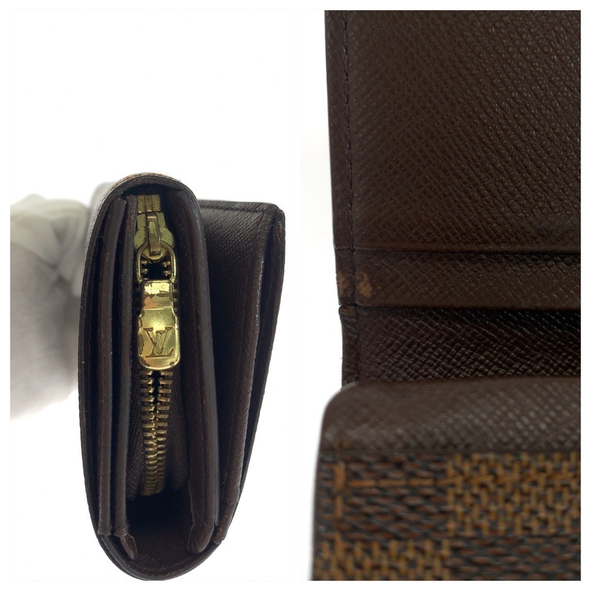 LOUIS VUITTON Bifold Wallet N61730 PVC Brown Gold Metal Folding wallet Compact wallet Damier L-Zip Portonet Bie Tresol Women Used