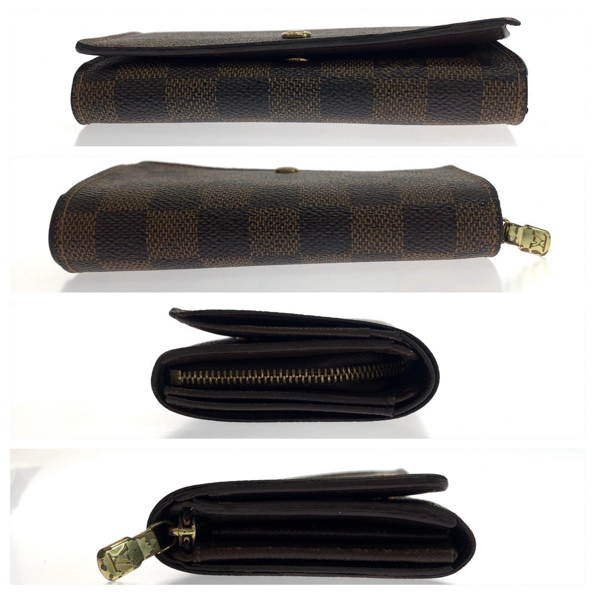LOUIS VUITTON Bifold Wallet N61730 PVC Brown Gold Metal Folding wallet Compact wallet Damier L-Zip Portonet Bie Tresol Women Used
