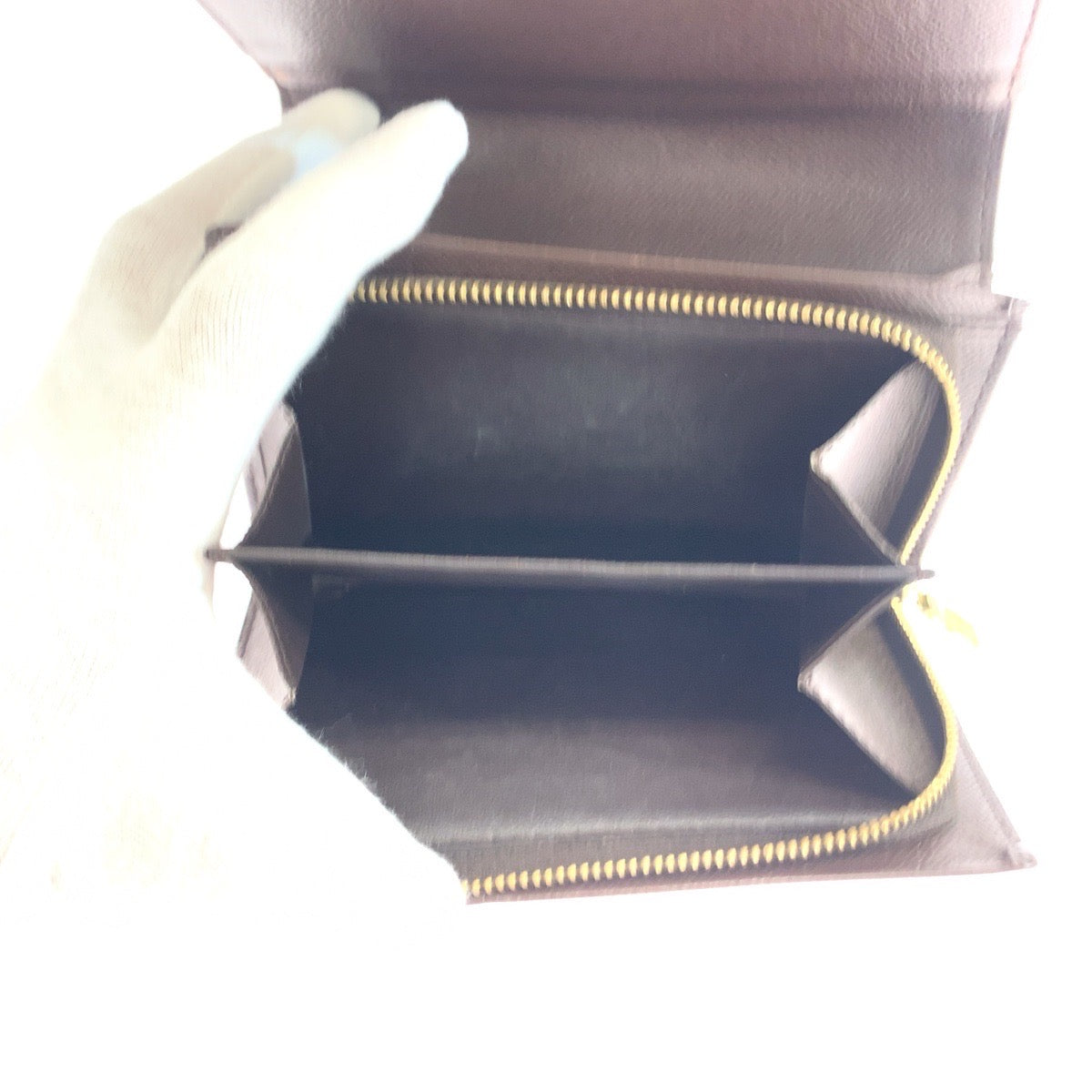 LOUIS VUITTON Bifold Wallet N61730 PVC Brown Gold Metal Folding wallet Compact wallet Damier L-Zip Portonet Bie Tresol Women Used