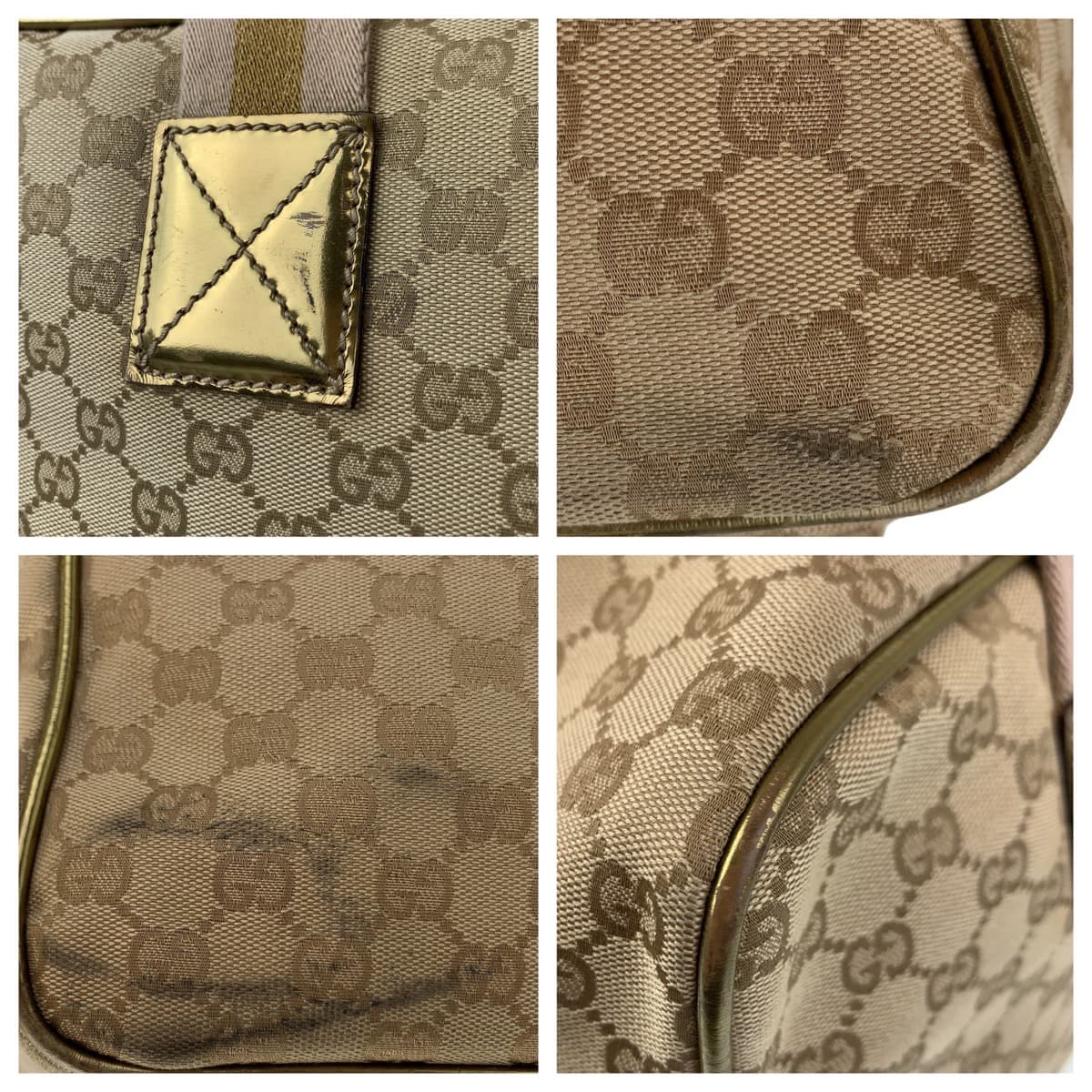 GUCCI Boston Duffel bag 153240 GG canvas Beige Gold Metal Boston Duffel bag Handbag Unisex GG pattern Women Used
