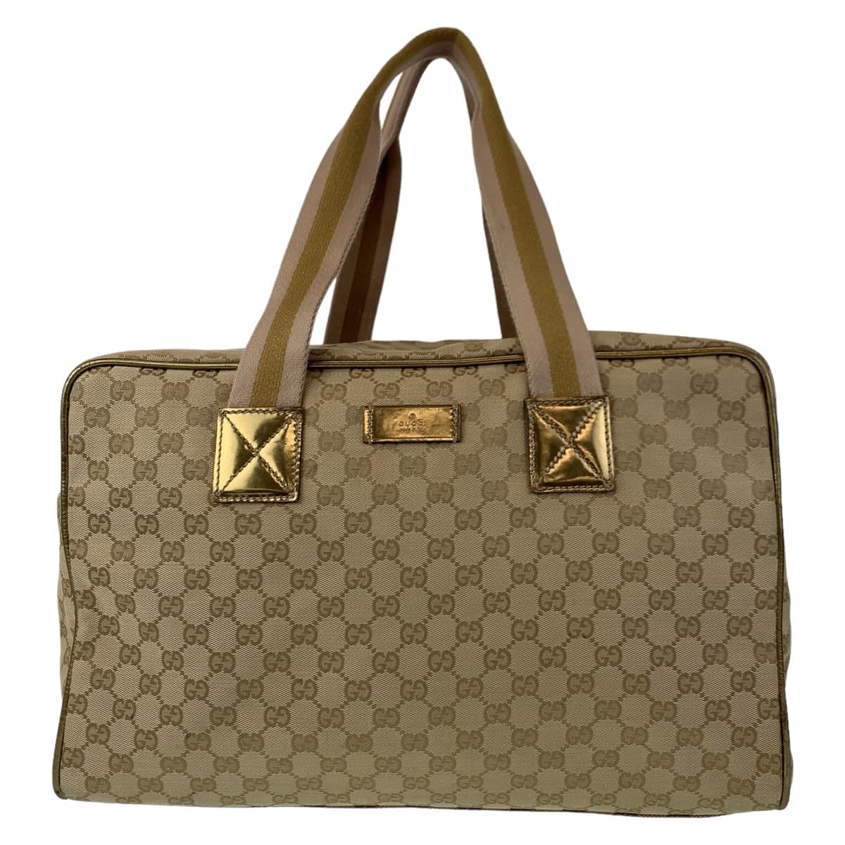 GUCCI Boston Duffel bag 153240 GG canvas Beige Gold Metal Boston Duffel bag Handbag Unisex GG pattern Women Used