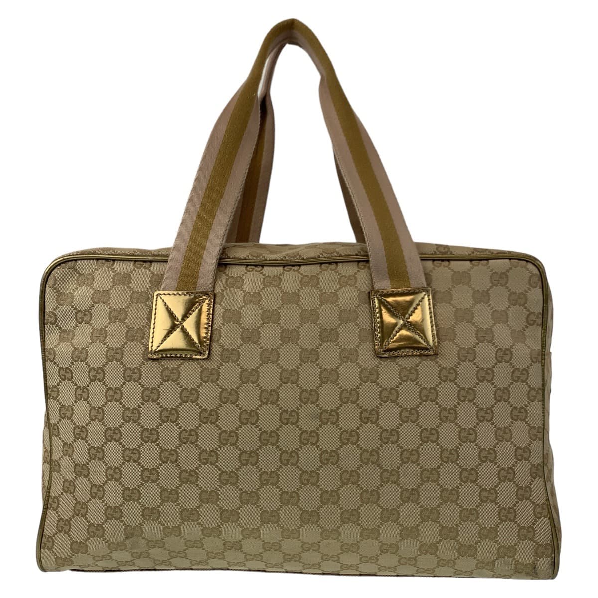 GUCCI Boston Duffel bag 153240 GG canvas Beige Gold Metal Boston Duffel bag Handbag Unisex GG pattern Women Used
