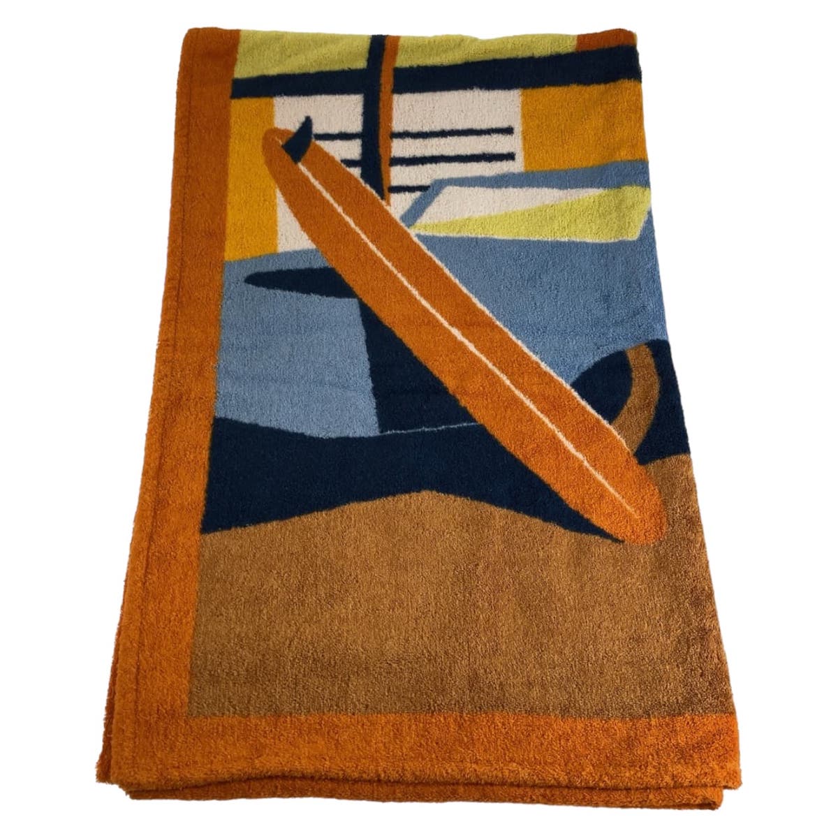 HERMES towel cotton Orange multicolor Beach towel Aprs La Vague Beach towel Women Used