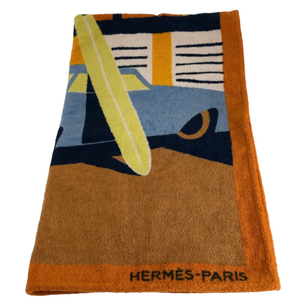 HERMES towel cotton Orange multicolor Beach towel Aprs La Vague Beach towel Women Used