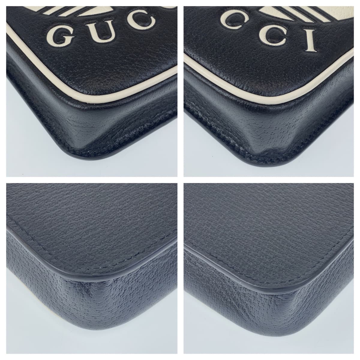 GUCCI Shoulder Bag leather Black White Gold Metal Shoulder Bag Phone Case Pochette adidas collaboration mens Used