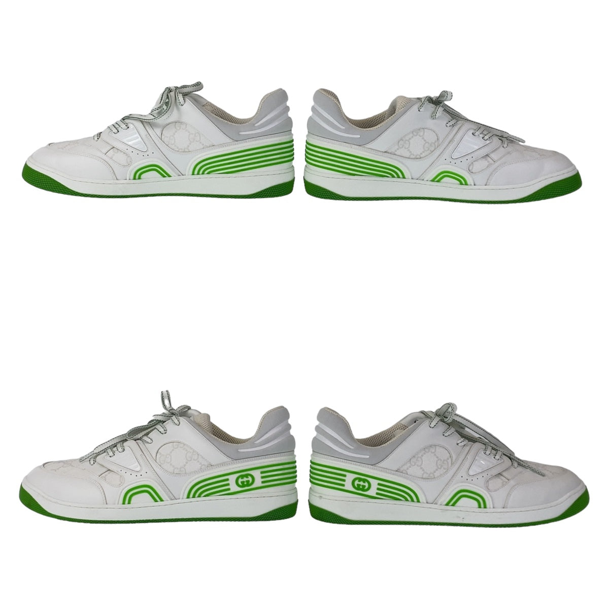 GUCCI sneakers GG canvas, leather White Green Sneakers Low Cut Lace Up basket mens 12 Used