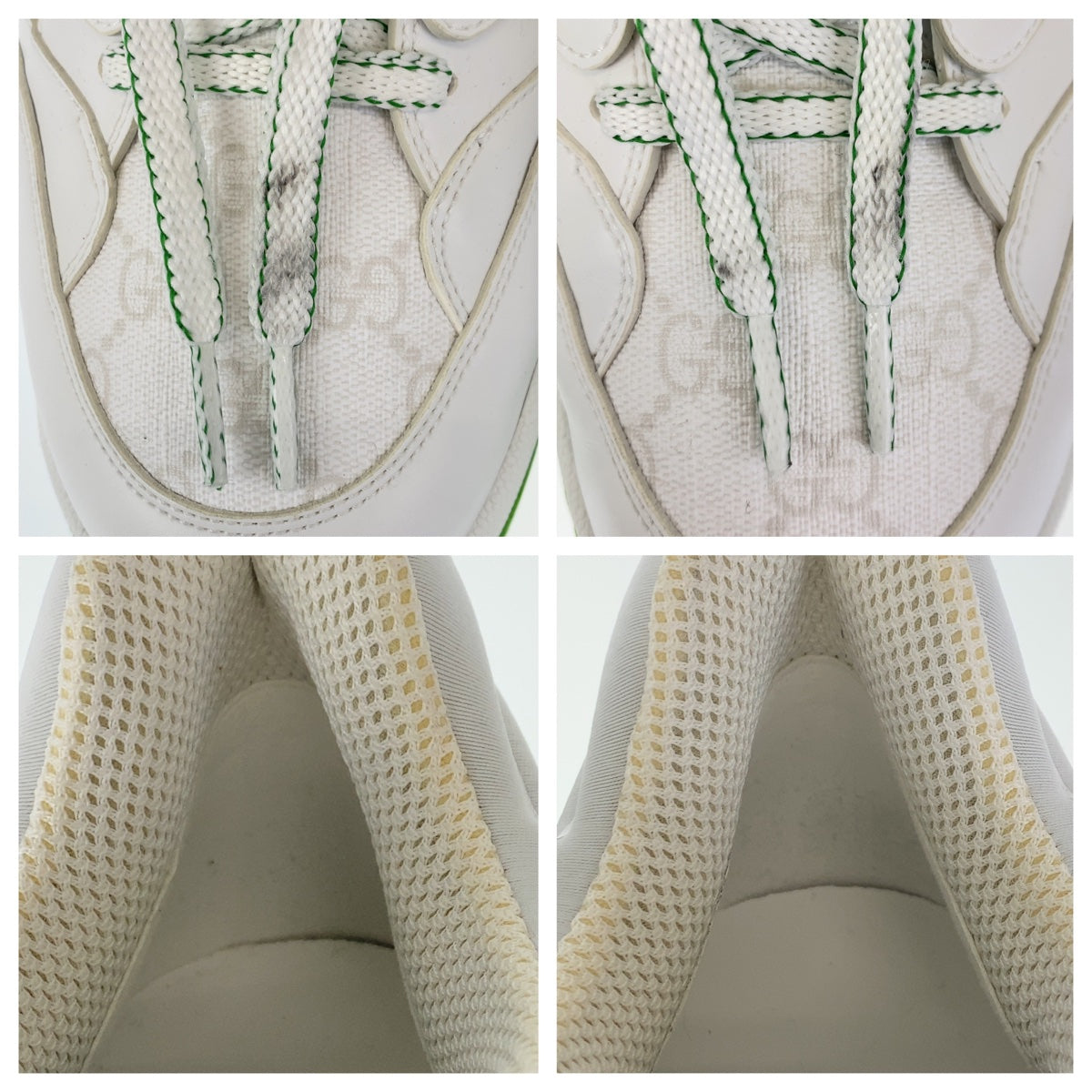 GUCCI sneakers GG canvas, leather White Green Sneakers Low Cut Lace Up basket mens 12 Used