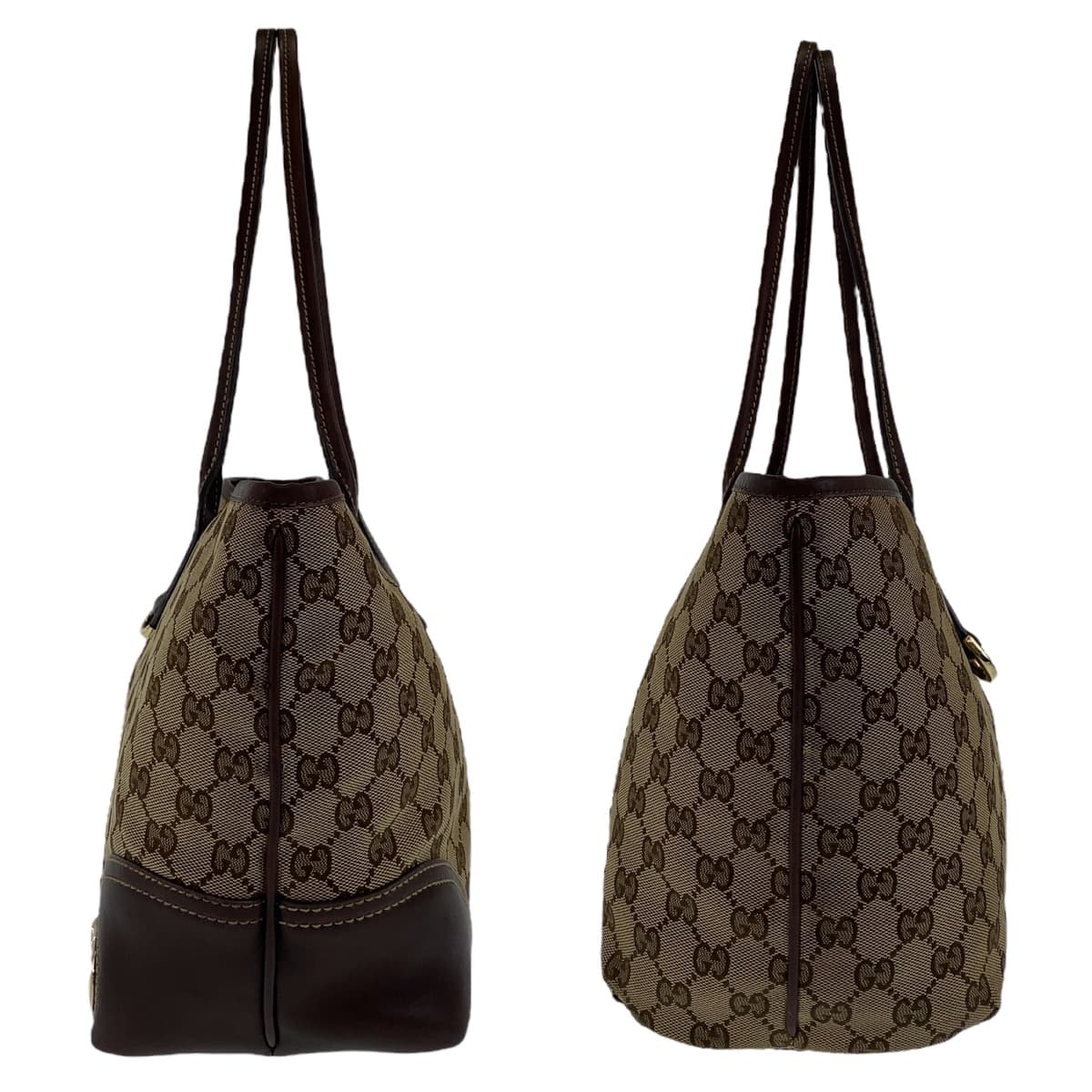 GUCCI Tote Bag 169946 GG canvas, leather Brown Beige Gold Metal Tote Bag Handbag Shoulder Bag Interlocking G New Brit GG pattern Women Used