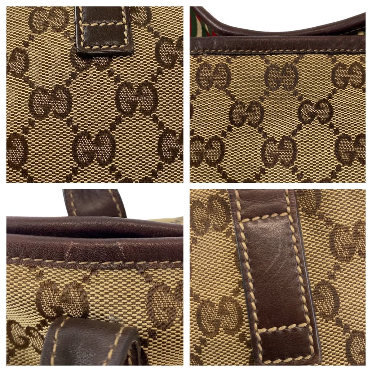 GUCCI Tote Bag 169946 GG canvas, leather Brown Beige Gold Metal Tote Bag Handbag Shoulder Bag Interlocking G New Brit GG pattern Women Used