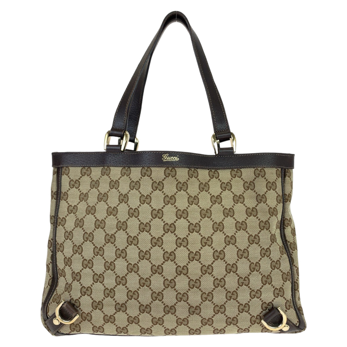 GUCCI Tote Bag 170004 GG canvas, leather Beige Brown Gold Metal Tote Bag Shoulder Bag Abbey Women Used
