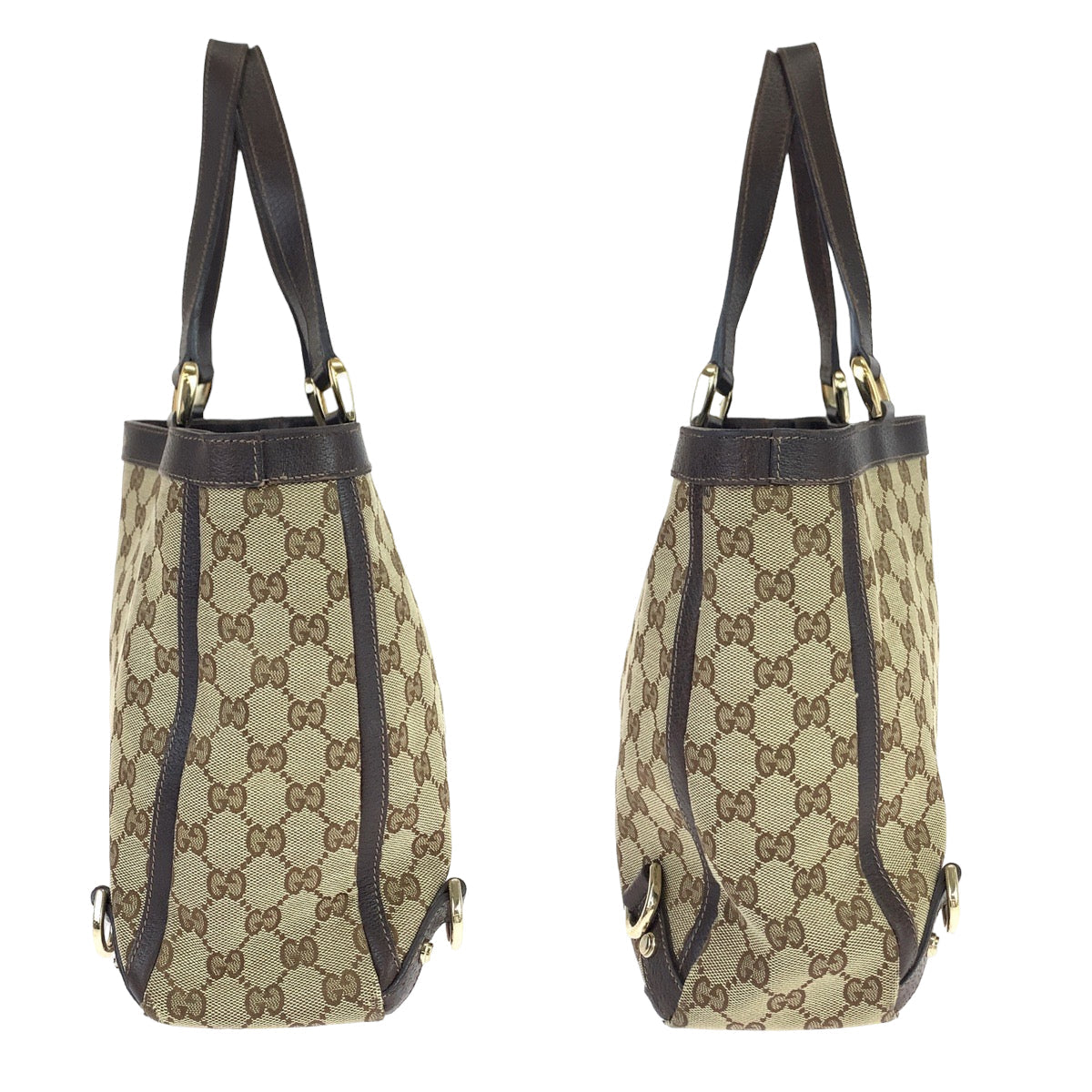 GUCCI Tote Bag 170004 GG canvas, leather Beige Brown Gold Metal Tote Bag Shoulder Bag Abbey Women Used