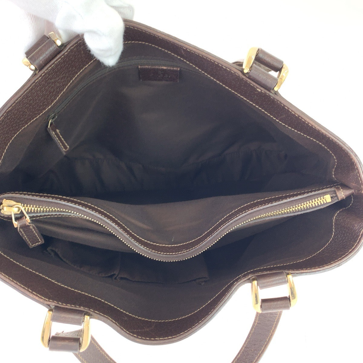 GUCCI Tote Bag 170004 GG canvas, leather Beige Brown Gold Metal Tote Bag Shoulder Bag Abbey Women Used