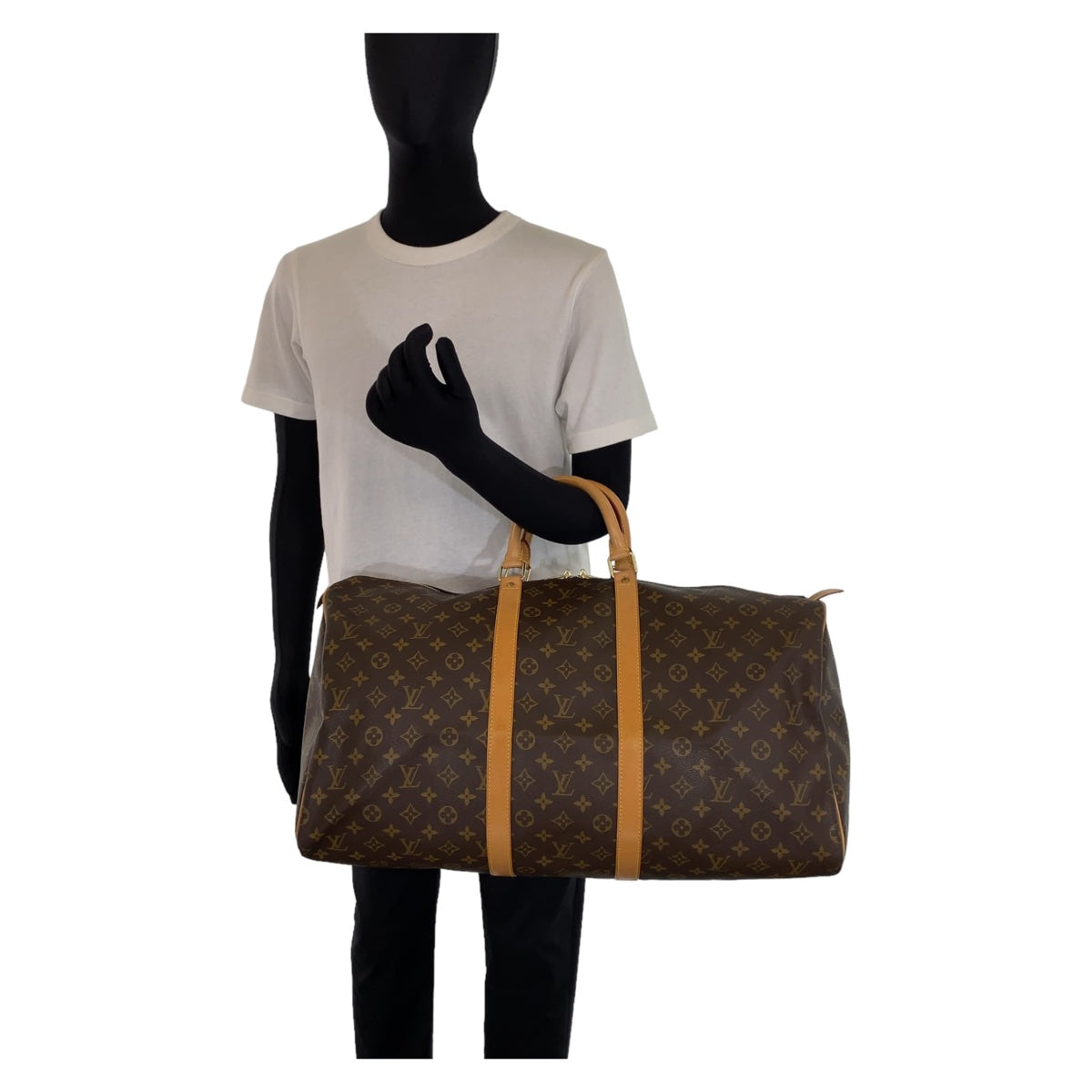 LOUIS VUITTON Boston Duffel bag M41424 PVC Brown Gold Metal Boston Duffel bag unisex Monogram Keepall 55 mens Used