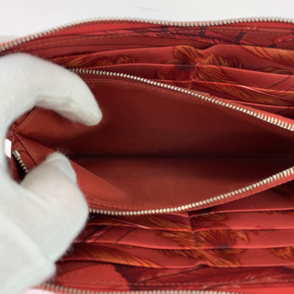 HERMES Long Wallet Purse Epsom Red orange Long Wallet Purse Zip Around Azap long silk in Women Used