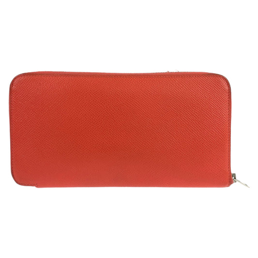 HERMES Long Wallet Purse Epsom Red orange Long Wallet Purse Zip Around Azap long silk in Women Used